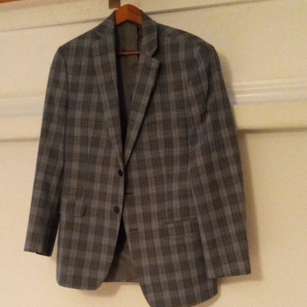 Chaps Men's Blue Grey Plaid Blazer